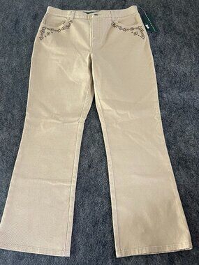 NWT Ralph Lauren Petite Jeans 10P Embellished Pockets Western Country Tan